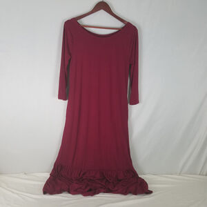 Zenana Outfitters Shirt Dress Womens Size Small Red Pocket Long Sleeve Boat Neck